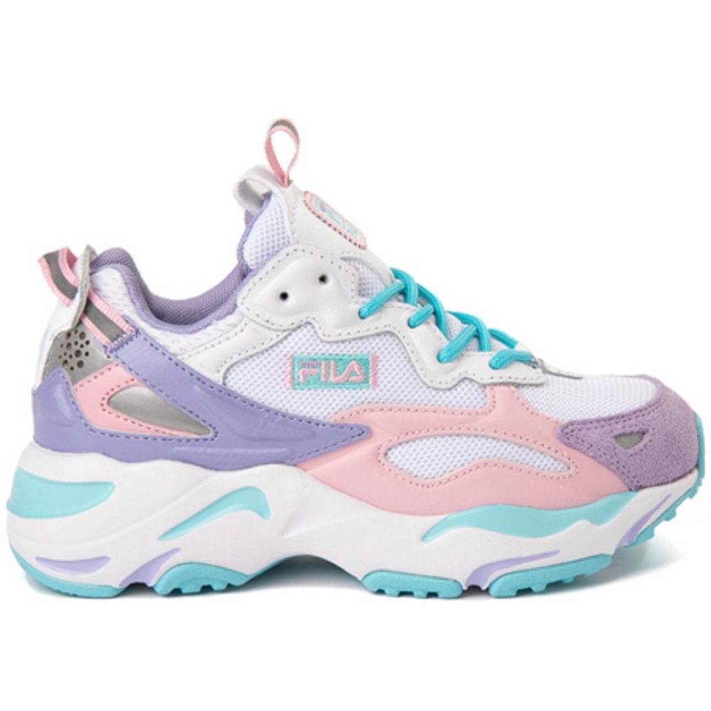 Fila Ray Tracer Apex Athletic Shoe - Big Kid - White / Bluefish / Sweet Lavender
